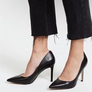 SAM EDELMAN BLACK PATENT LEATHER HEELS SIZE 10 WIDE WORN ONCE W BOX SEXY PUMPS